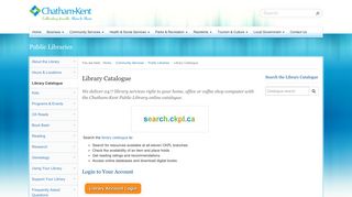 Library Catalogue - Public Libraries - Chatham-Kent