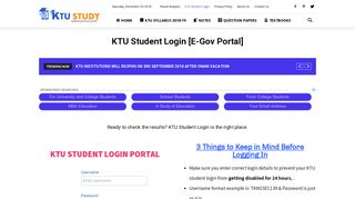 KTU Student Login [E-Gov Portal] | KTU Results Published! - KTU Study