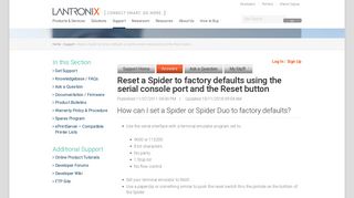 Reset a Spider to factory defaults using the serial console port and ...