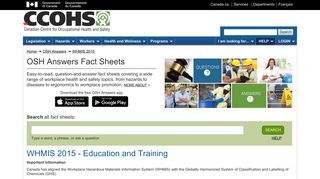 WHMIS 2015 - Education and Training : OSH Answers