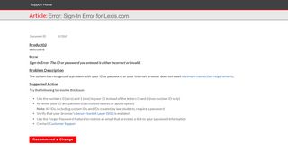 Error: Sign-In Error for Lexis.com - LexisNexis® Support