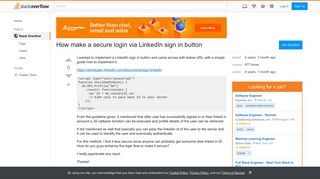 How make a secure login via LinkedIn sign in button - Stack Overflow