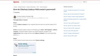 How to find my Linksys WiFi router's password - Quora
