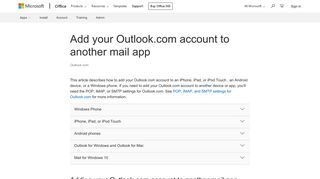 Add your Outlook.com account to another mail app - Outlook