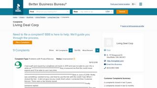 Living Deal Corp | Complaints | Better Business Bureau® Profile