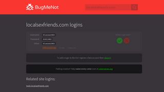 localsexfriends.com passwords - BugMeNot