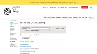 NYPL catalog - New York Public Library