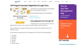 JSP Program Examples: Registration & Login Form - Guru99