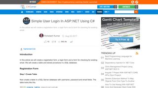 Simple User Login In ASP.NET Using C# - C# Corner