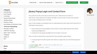 jQuery Popup Login and Contact Form | FormGet