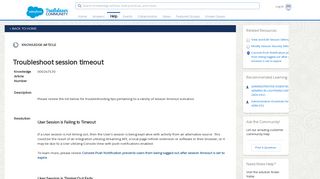 Troubleshoot session timeout - Salesforce Help