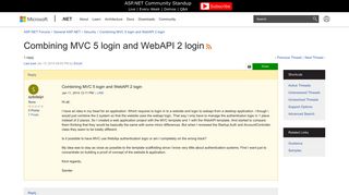 Combining MVC 5 login and WebAPI 2 login | The ASP.NET Forums