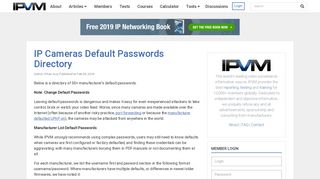 IP Cameras Default Passwords Directory - IPVM.com