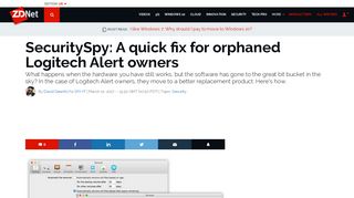 SecuritySpy: A quick fix for orphaned Logitech Alert owners | ZDNet
