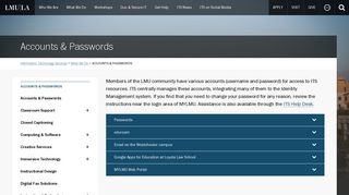 Accounts & Passwords - Loyola Marymount University