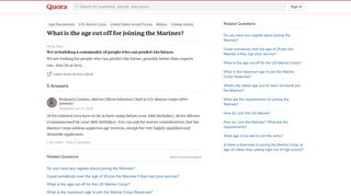 What is the age cut off for joining the Marines? - Quora