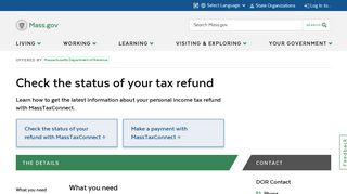 Check the status of your tax refund | Mass.gov