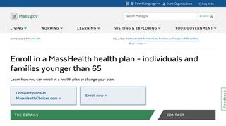 Enroll in a MassHealth health plan - individuals and families younger ...