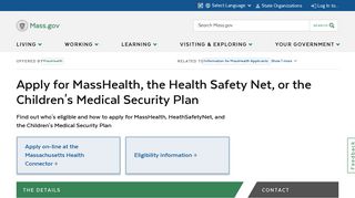 Apply for MassHealth, the Health Safety Net, or the Children's Medical ...