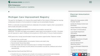 Michigan Care Improvement Registry - Physician Immunization Updates