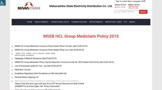 MSEB HCL Group Mediclaim Policy 2015 – :: Maharashtra State ...