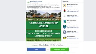 Hurry! Our October Membership Offer... - Melville Glades Golf Club ...