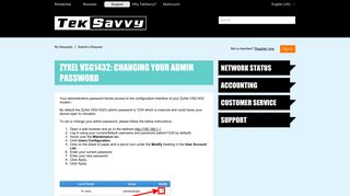 ZyXel VSG1432: Changing Your Admin Password – TekSavvy Help ...