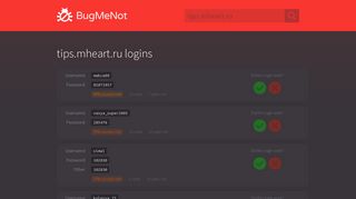 tips.mheart.ru passwords - BugMeNot