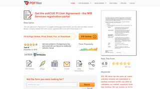 Fillable Online askCUE PI User Agreement - the MIB Services ...