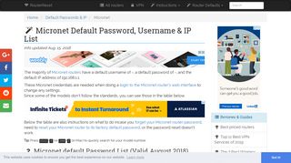 Micronet Default Password, Login & IP List (updated August 2018 ...