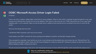ODBC Microsoft Access Driver Login Failed - Experts Exchange