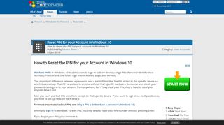 Reset PIN for your Account in Windows 10 | Tutorials - Windows 10 ...