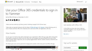 Use your Office 365 credentials to sign in to Yammer - Microsoft 365 ...