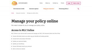 Our customers | Manage your policy online | MLC Life Insurance