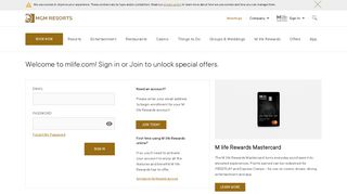 Sign In to M life Rewards - MGM Resorts