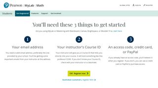 Get Registered | Students | MyLab Math | Pearson - MyLab & Mastering