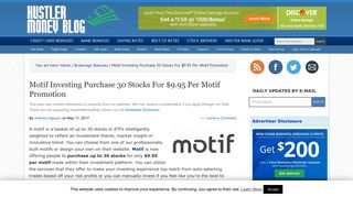 Motif Investing Purchase 30 Stocks For $9.95 Per Motif Promotion