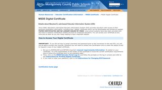 Office of Human Resources - Certification:MSDE Digital Certificate