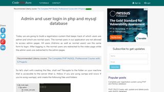 Admin and user login in php and mysql database | CodeWithAwa