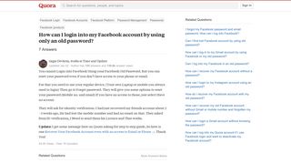 How to login into my Facebook account by using only an old ...