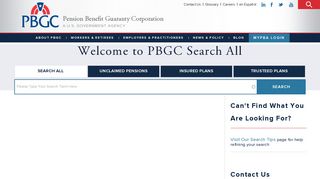 Welcome to PBGC Search All | Pension Benefit Guaranty Corporation
