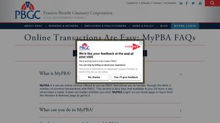 MyPBA FAQs - Pension Benefit Guaranty Corporation