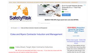 Coles and Myers Contractor Induction and Management • SafetyRisk.net