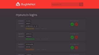 myeuro.tv passwords - BugMeNot