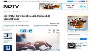 Download NEET Admit Card 2017 At cbseneet.nic.in portal, Exam On ...
