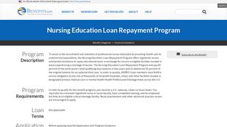 Nursing Education Loan Repayment Program | Benefits.gov