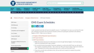 EMS Exam Schedules | Wisconsin Department of Health Services