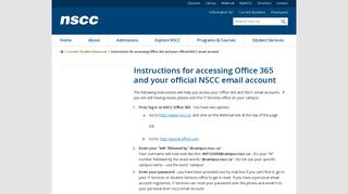 Instructions for accessing Office 365 and your official NSCC email ...
