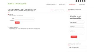 Outdoor Adventure Club- Sign in to view your OAC membership