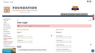 The Foundation for OCPS - User Login